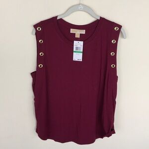 MICHAEL by MK Maroon Tank Top with Gold Eyelets